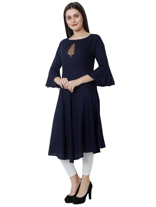 plain rayon a-line kurta - 17102806 - Very Small Image - 1