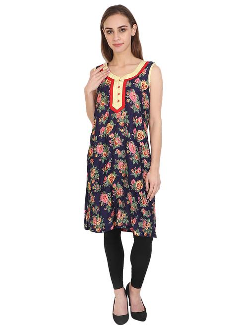 floral print straight kurta - 17102823 - Very Small Image - 1