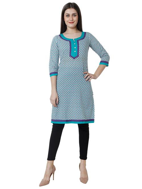 floral print straight kurta - 17102826 - Very Small Image - 1