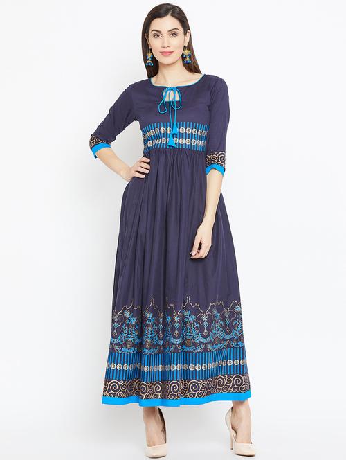 printed flared ethnic dress - 17103677 - Very Small Image - 1