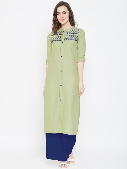 embroidered straight kurta - 17103678 - Very Small Image - 1