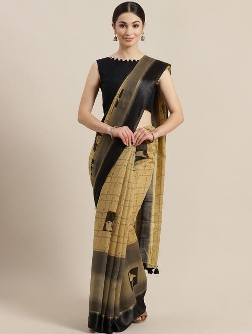 bordered printed saree with blouse - 17103692 - Very Small Image - 1
