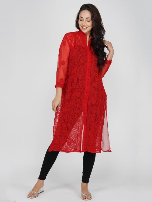 chikankari straight kurta - 17103701 - Very Small Image - 1