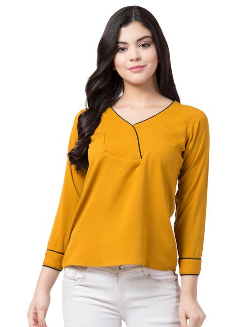 faux overlap neck top - 17104110 - Very Small Image - 1