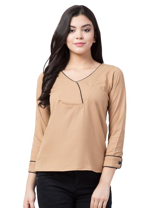 faux overlap neck top - 17104111 - Very Small Image - 1