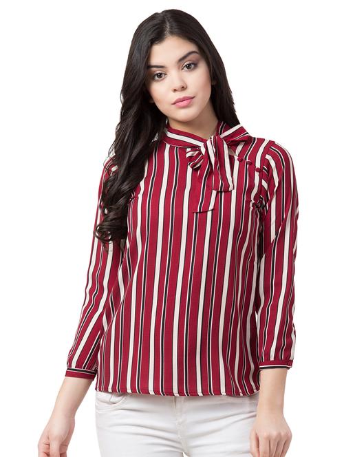 tie up neck striped top - 17104114 - Very Small Image - 1
