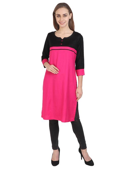 contrast straight kurta - 17105145 - Very Small Image - 1