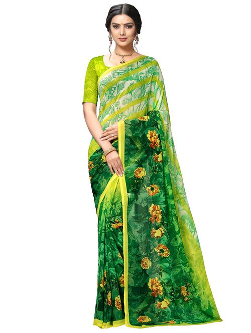 floral printed saree with blouse - 17105191 - Very Small Image - 1