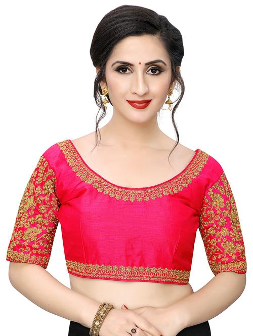 pink art silk embroidered blouse - 17105225 - Very Small Image - 1