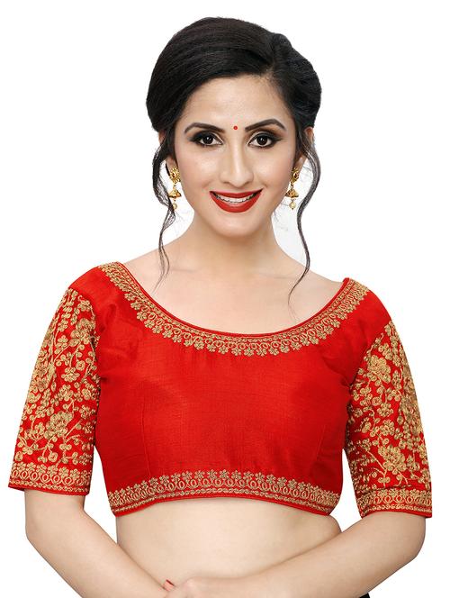 red art silk embroidered blouse - 17105226 - Very Small Image - 1