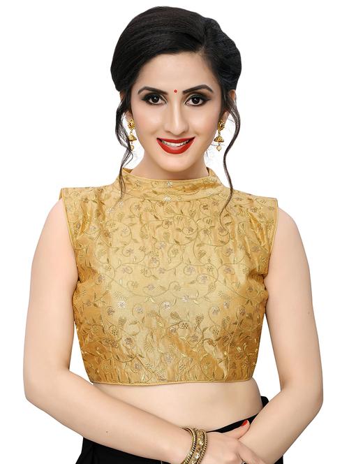 gold art silk embroidered blouse - 17105229 - Very Small Image - 1