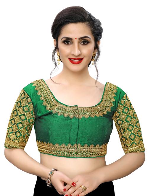green art silk embroidered blouse - 17105266 - Very Small Image - 1
