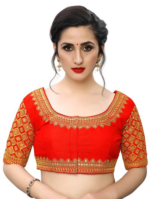 red art silk embroidered blouse - 17105272 - Very Small Image - 1
