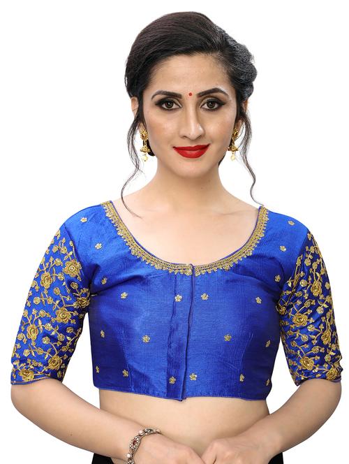 blue art silk embroidered blouse - 17105279 - Very Small Image - 1