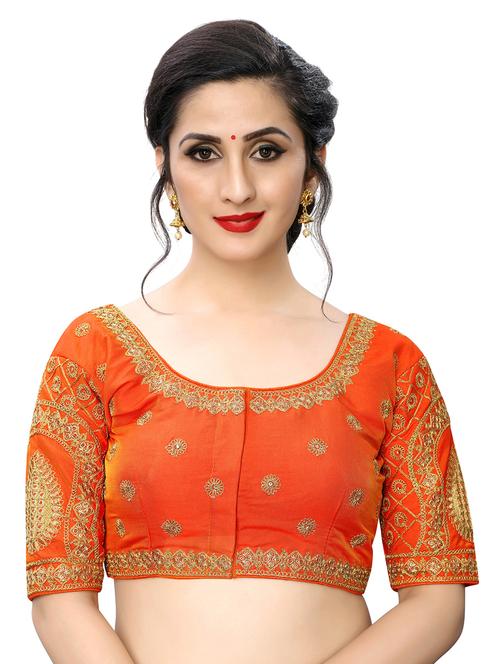 orange art silk embroidered blouse - 17105295 - Very Small Image - 1