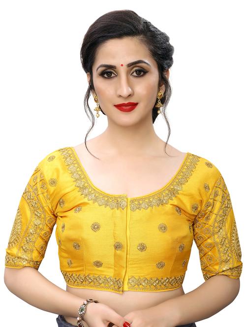 yellow art silk embroidered blouse - 17105299 - Very Small Image - 1