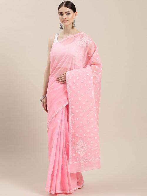tonal chikankari saree with blouse - 17105860 - Very Small Image - 1