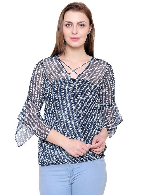 multi colored georgette regular tunic - 17106224 - Very Small Image - 1