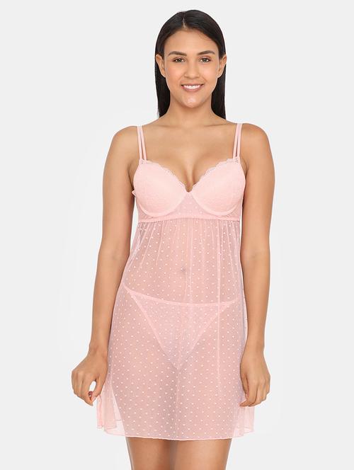 pink nylon babydoll - 17107527 - Very Small Image - 1