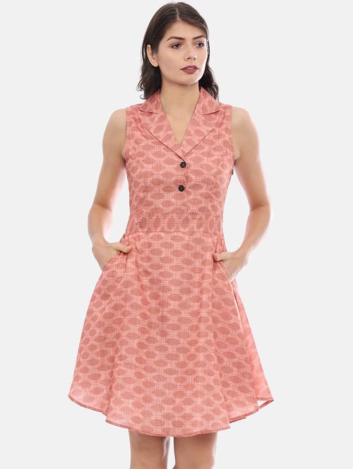 women's fit & flare block print dress - 17107540 - Very Small Image - 1