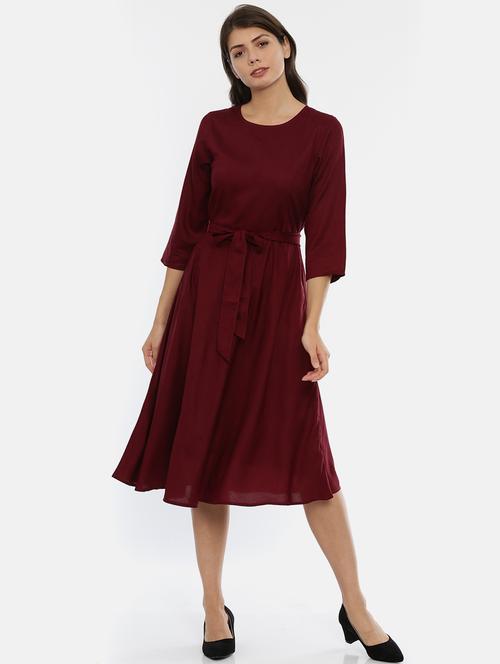 tie front solid a-line dress - 17107544 - Very Small Image - 1