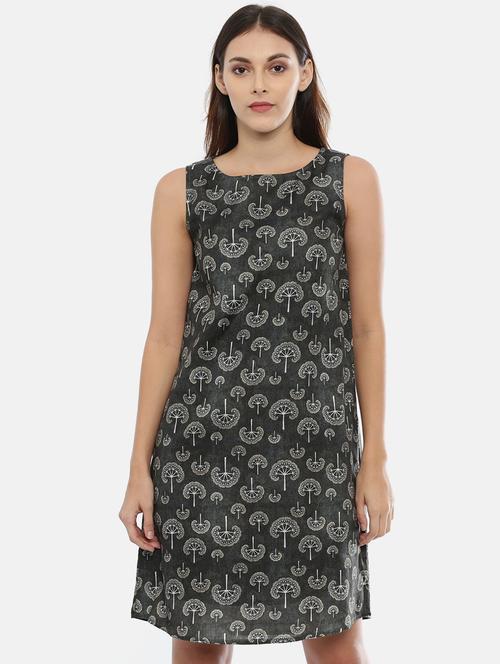 round neck printed a-line dress - 17107545 - Very Small Image - 1