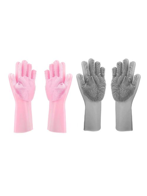 silicon washable multi use cleaning gloves (set of 2) - 17108779 - Very Small Image - 1