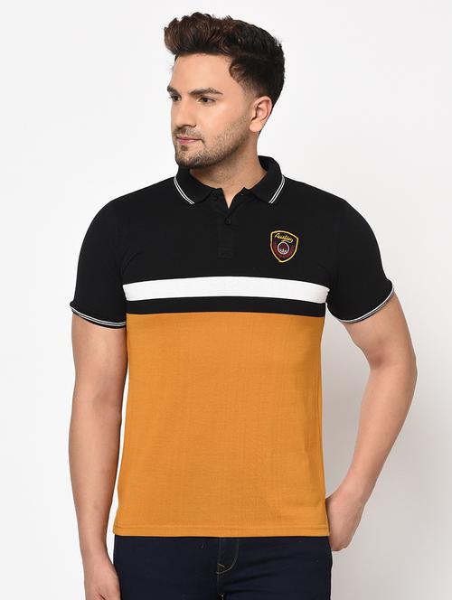 yellow color block polo t-shirt - 17109351 - Very Small Image - 1