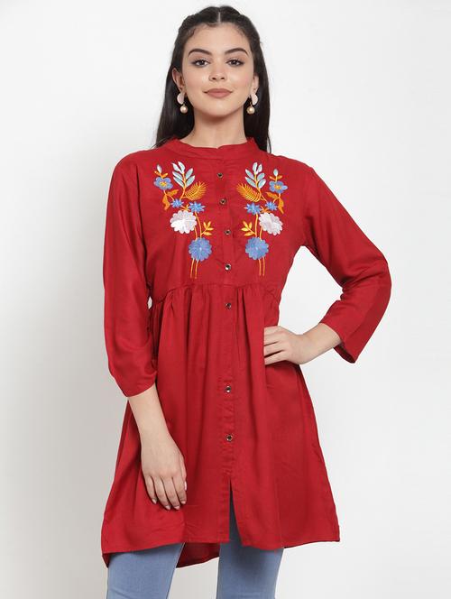 embroidered a-line kurta - 17112034 - Very Small Image - 1