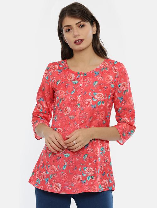 red rayon regular top - 17112097 - Very Small Image - 1