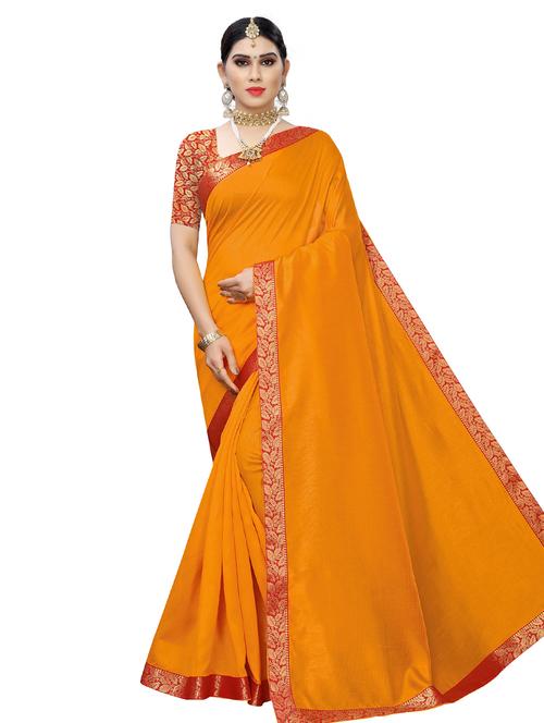 bordered plain saree with blouse - 17112627 - Very Small Image - 1