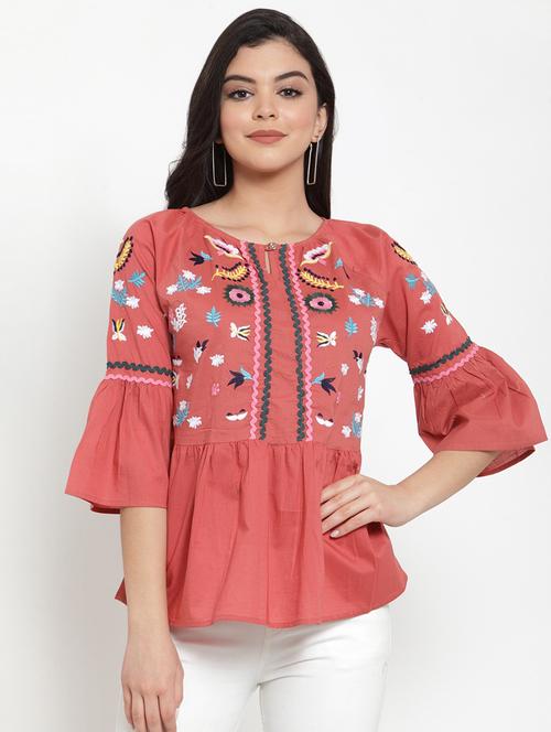 embroidered peplum top - 17112748 - Very Small Image - 1