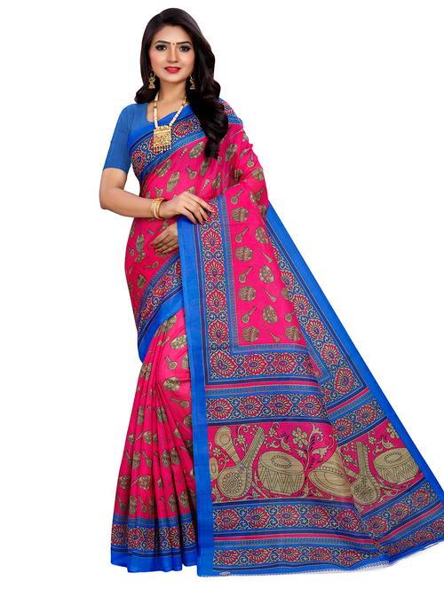 women's conversational pink colored saree with blouse - 17112797 - Very Small Image - 1