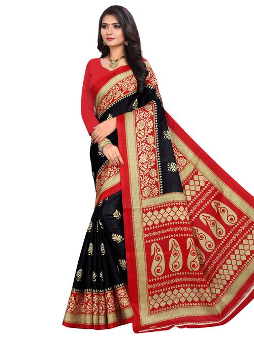 women's paisley black colored saree with blouse - 17112914 - Very Small Image - 1