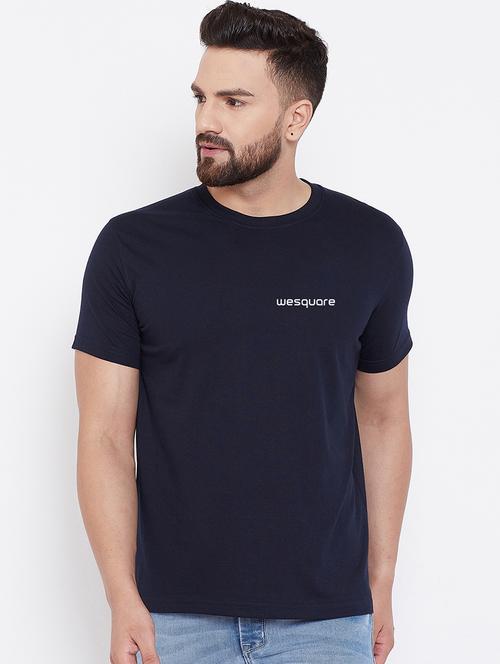 navy blue chest print t-shirt - 17113251 - Very Small Image - 1