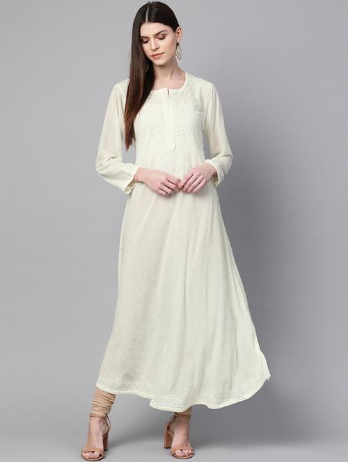 chikankari a-line kurta - 17115803 - Very Small Image - 1