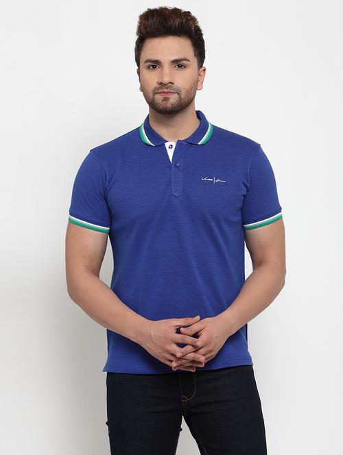 blue solid polo t-shirt - 17115821 - Very Small Image - 1