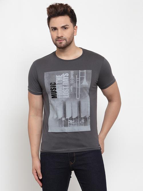grey front print t-shirt - 17115828 - Very Small Image - 1