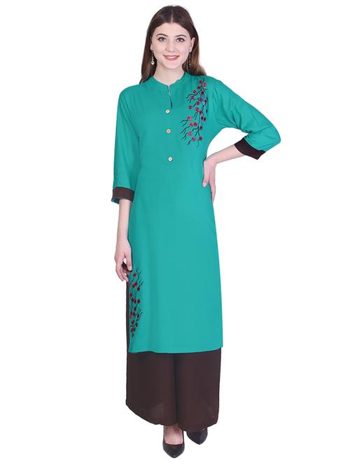 embroidered straight kurta - 17115881 - Very Small Image - 1