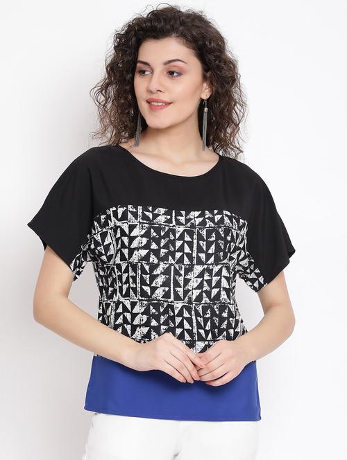 printed panel color block top - 17116441 - Very Small Image - 1