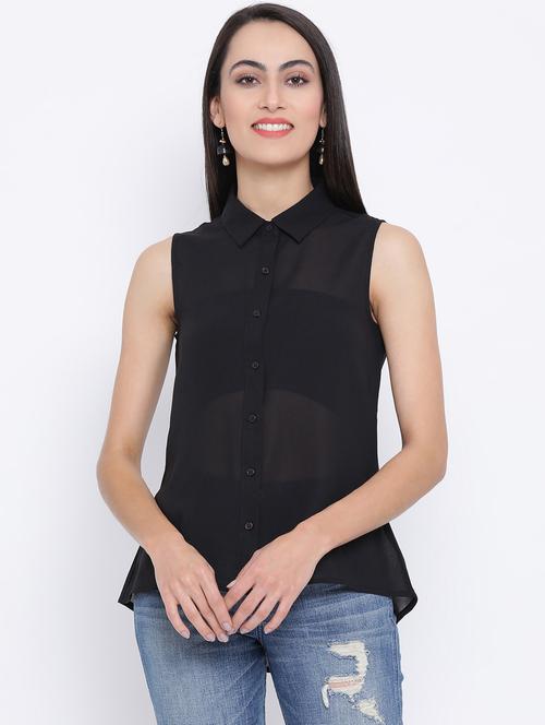 sleeveless sheer shirt - 17116454 - Very Small Image - 1