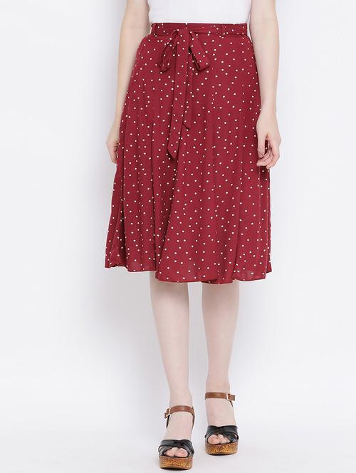 tie front polka dot a-line skirt - 17116470 - Very Small Image - 1