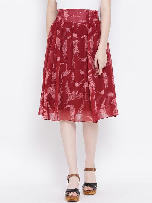 high rise printed flared skirt - 17116471 - Very Small Image - 1