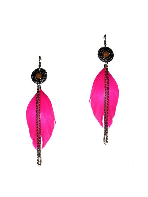 pink metal drop earring - 17116742 - Very Small Image - 1