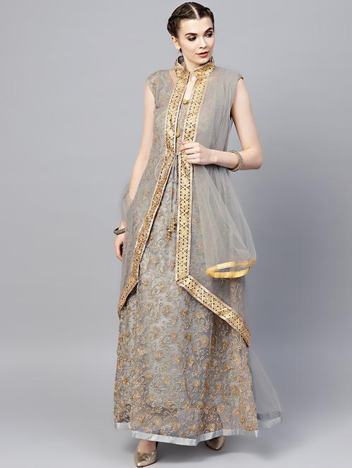 embroidered layered gown - 17117997 - Very Small Image - 1