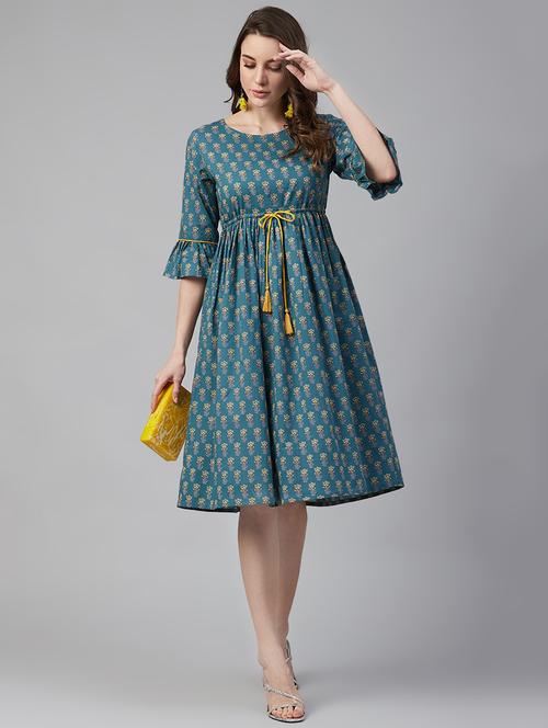 drawstring waist floral dress - 17118175 - Very Small Image - 1
