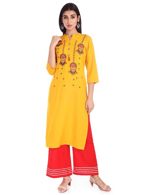 embroidered straight kurta - 17118961 - Very Small Image - 1