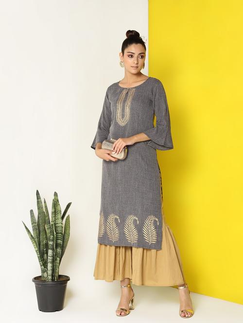checkered straight kurta - 17119074 - Very Small Image - 1