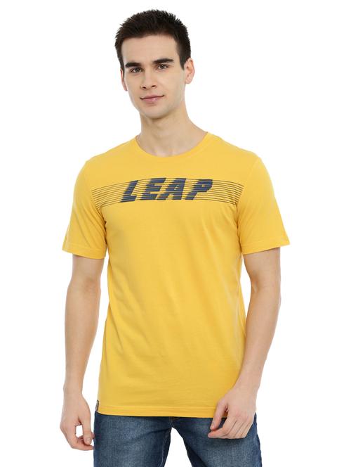 yellow typographic chest print t-shirt - 17119208 - Very Small Image - 1