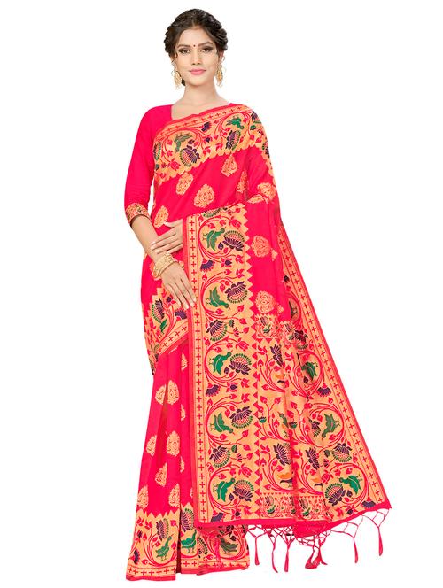 floral banarasi saree with blouse - 17120101 - Very Small Image - 1